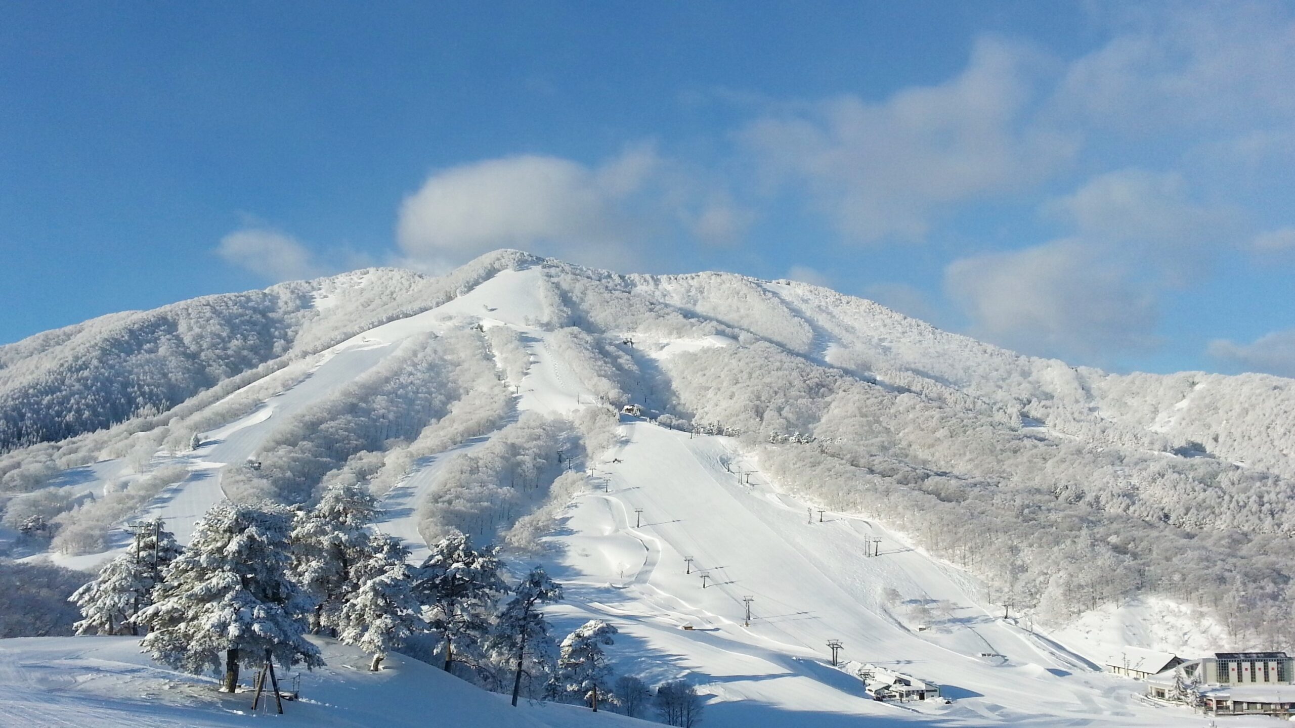 a16e2fa68b17db8a84793e0e97129bdd An aerial view of Hirafu village covered in snow and a layer of fog